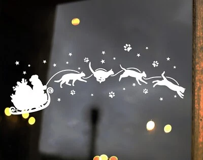 Calcomanía de vinilo trineo de Papá Noel con gatos | Gatitos | Pegatina troquelada Foto 1 de 4