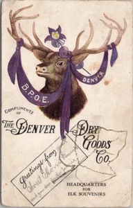 Postal publicitaria de Denver Colorado de la década de 1900 Denver Dry Goods Co. Convención de Elks - Imagen 1 de 2