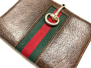 OLD GUCCI 1970s G.GUCCI HORSE BIT G BUCKLE CHERIE LEATHER WALLET ITALIAN COLOR - Picture 1 of 22