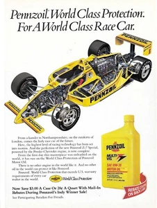 Gelb 1988 Pennzoil Z-7 Special Race Car Print Ad ~ Weltklasse Rennwagen - Bild 1 von 1