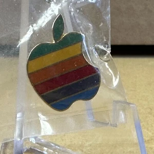 RARE PIN   !!!!! LARGE   VERSION !!!!!!  Apple Rainbow Logo -Original dealership - Picture 1 of 9