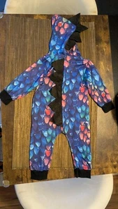 Toddler Cozy Colorful Dragon Plush 1 Piece Hooded Costume - Picture 1 of 3