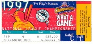 1997 NATIONAL LEAGUE CHAMP SERIES ~ Game FOUR Ticket ~ Braves @ Marlins - Picture 1 of 1