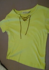 St John's Bay ~ Top Manga Corta ~ Verde Lima @ Corbata de Cuero con Cordones ~ Talla M. - Imagen 1 de 3