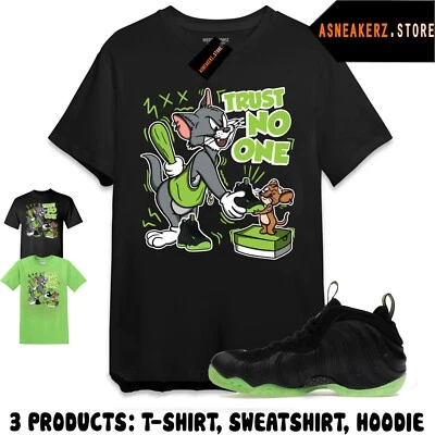 Shirt Match Foamposite One Black Volt Sneaker Trust No One Cat And Mouse T-Shirt - Image 1 of 2