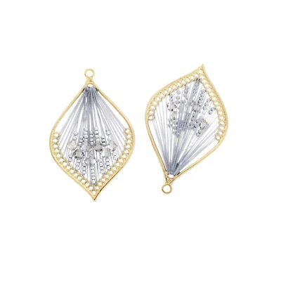 Серый вышитый бисером золотистый кулон - TSP284 - Изображение 1 из 3