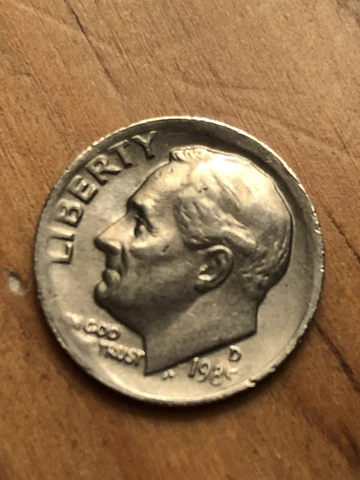 1985-D Roosevelt Error Dime Off Center Strike and DDR Cover