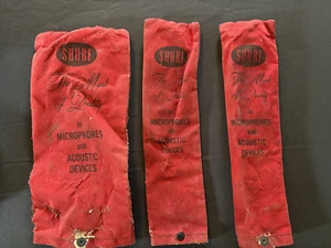 3 Vintage Red Shure Microphone bags 1960's 1970's Fair Condition - Picture 1 of 2