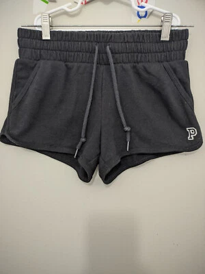 Pantalones Cortos ROSA Victorias Secret Para Mujer XS Negro Sudaderas Tirón Cordón Cintura Alta Foto 1 de 4