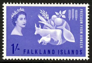 Islas Malvinas QE II 1963 La libertad del hambre edición SG 211 COMO NUEVO - Imagen 1 de 2
