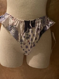 Vintage High Leg Flatter Tap Höschen Satin fließend glänzend Blumen Alexandra Nicole M - Bild 1 von 12