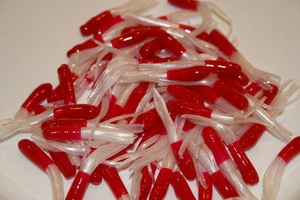 40 pk 1.5" Red / White Crappie Fishing Tube Jig Skirts Bluegill Perch - Picture 1 of 1