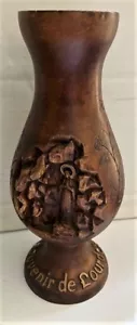 Our Lady of Lourdes Jungfrau Maria geschnitzte hölzerne Souvenir Knospen Vase - Überlaufhalter - Bild 1 von 11