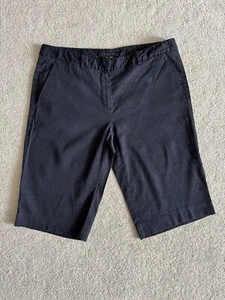 Theory Women’s Black Linen Blend Flat Front Bermuda Shorts 8 - Picture 1 of 7