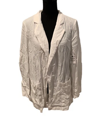Caslon Open Front Linen Blend Blazer Jacket White Medium NWT  - Image 1 of 4
