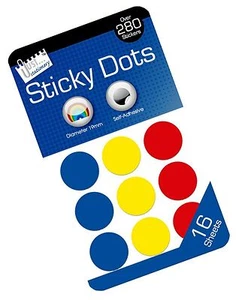 288 X Coloured Sticky Dot Labels 19mm Self Adhesive Stickers Red Yellow Blue - Picture 1 of 1