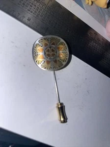 VINTAGE Signed REED & BARTON Damascene Flower STICK PIN Pewter Tone - Picture 1 of 2