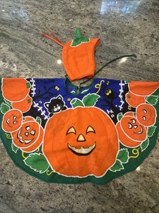 Vintage Kinder Halloween Cape/Rock Hut schwarze Katze & Kürbis Kostüm leuchtet im Dunkeln - Bild 1 von 9