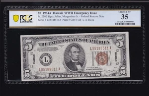 US 1934A $5 Hawaii Emergency Issue Note FR 2302 PCGS 35 Ch VF (511) - Picture 1 of 2