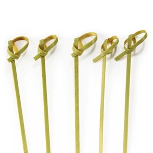 3.9" Bamboo Green Knot Food and Cocktail Skewer Picks - 300 Pieces - Picture 1 of 9
