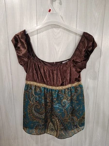 Vintage 90s Y2K womans Top Dainty Feminine Fairy Cottage Rave Babydoll Milkmaid - Picture 1 of 6