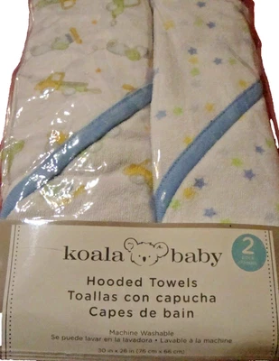 Pacote com 2 toalhas de banho com capuz para bebê 'Koala Baby' carros estrelas acabamento azul 30" x 26" 216 - Imagem 1 de 4