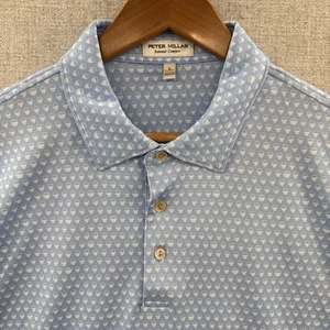 Peter Millar Summer Comfort Polo Shirt Large Blue Skulls Short Sleeve Stretch - Picture 1 of 15