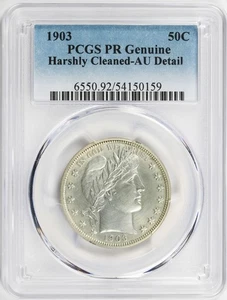 1903 50c Barber Half Dollar PCGS AU Details Harshly Cleaned - Picture 1 of 4