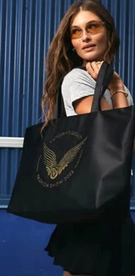 Victoria Secret Fashion Show 2025 Angel Wings Rhinestone Black Tote Bag NEW - Image 1 of 4