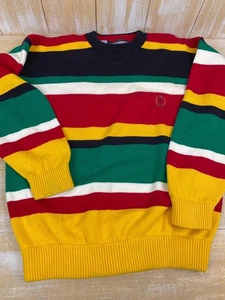 Suéter de punto a rayas multicolor Tommy Hilfiger vintage para hombre talla XL preppy años 90 - Imagen 1 de 11