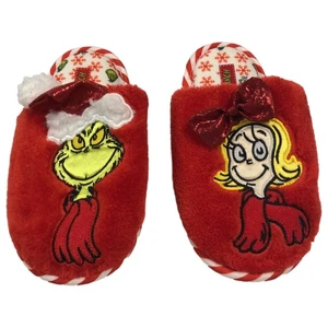 Toddler Girls Red Grinch Christmas Holiday Slippers House Shoes 7-8 - Picture 1 of 1