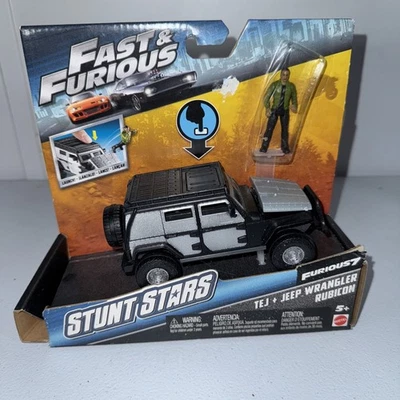 NEW Fast & Furious 7 Stunt Stars TEJ + Jeep Wrangler Rubicon Hood Launch Mattel - Image 1 of 4