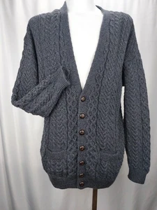 ARAN Woollen Mills Irland Herren Strickjacke 100 % Merinowolle Gr. XXL Stahl - Bild 1 von 9