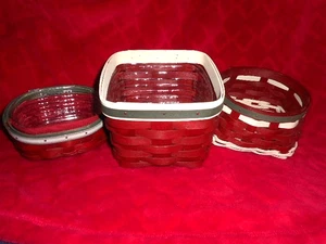 3 NEUE LONGABERGER URLAUBSKÖRBE DESKTOP GESCHENK ROT KLEINIGKEITEN KORB GLÜCKLICHER URLAUB - Bild 1 von 3