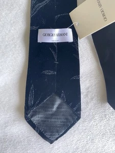 GIORGIO ARMANI ITALIAN MADE BLACK VELVET NECKTIE Palm Tree Texture - Picture 1 of 5