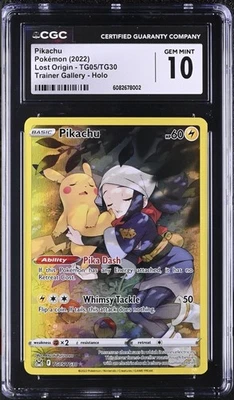 Pokemon TCG CGC 10 GEM MINT Pikachu TG05/TG30 Trainer Gallery Holo Lost Origin - Image 1 of 2