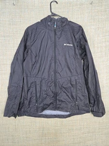 Columbia Mens windbreaker Large Black Full Zip Pockets 100% polyester - Picture 1 of 11