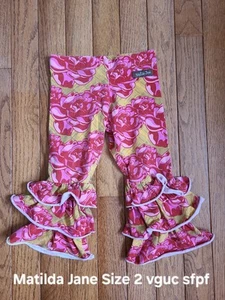 Matilda Jane Girl Floral Ruffle Pants Size 2 - Picture 1 of 1