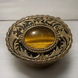 Vintage Tiger's Eye Unizex Belt Buckle Western Gold Tone - Picture 1 of 3