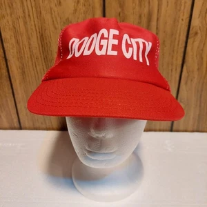 Vintage Dodge City Trucker Mütze 80er rot Snapback Mesh - Bild 1 von 7