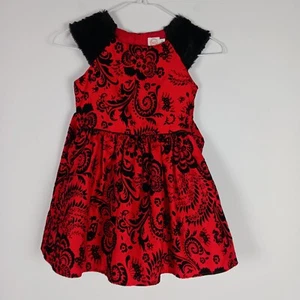 Wonder Nation Girl's Sz 5 Red & Black Special Occasion Flocked Fur Dress - Picture 1 of 7