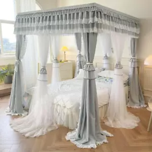 Double Layer Blackout Mosquito Net Set Wedding Bed Dust Proof Bed Curtain Drapes - Picture 1 of 19