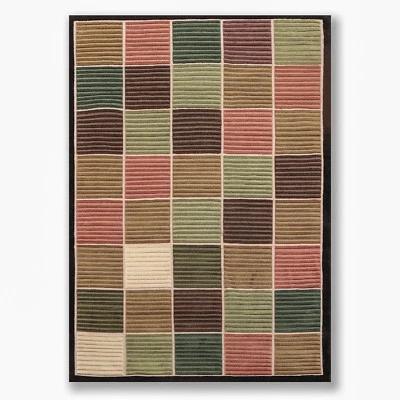 Alfombra tibetana moderna negra anudada a mano 100 % lana pelo alto bajo de 5'5" x 8'1" Foto 1 de 4