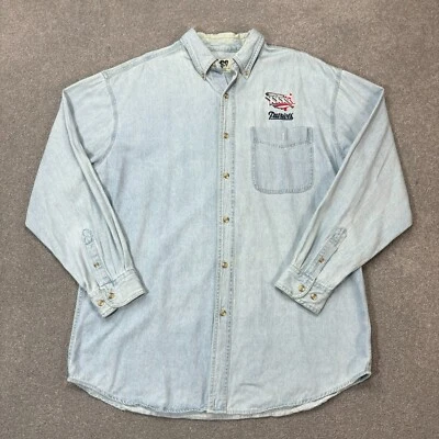 Lee Denim Shirt Adult Large Blue Western Cowboy USA Rodeo 90s Retro Mens - Image 1 of 4