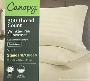 Juego de 2 fundas de almohada Canopy tamaño Queen 300 hilos sin arrugas marfil fresco - Imagen 1 de 10