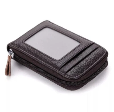 Womens & Mens Genuine Leather Wallet Credit ID Card Holder Zip Purse Coin - Image 1 of 2