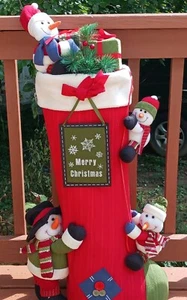 Vintage neu aus altem Lagerbestand/Neu mit Etikett 40 Zoll groß Weihnachtsgrüße Strumpf mit Schneemann - Bild 1 von 1
