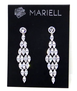 Mariell Crystal Rhinestone Diamond Dangle Chandelier Earrings Wedding New - Picture 1 of 6