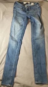 HOLLISTER SIZE OOR DARK WASH BLUE JEANS DENIM W23 X L 29 - Picture 1 of 5