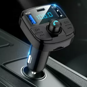 Trasmettitore FM Bluetooth Wireless Auto Lettore MP3 2 USB Type-C QC3.0 Caricatore Rapido - Foto 1 di 12